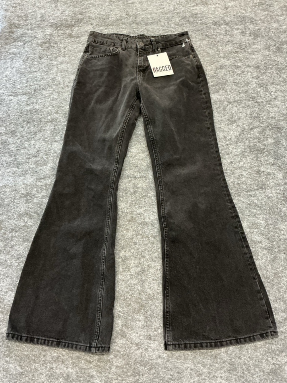 Ragged NWT Mid Rise Y2K Style Black Women's Flare Jeans Size 26